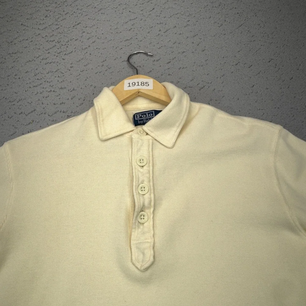 Polo Ralph Lauren Henley Shirt Mens Medium White Ribbed Knit Casual